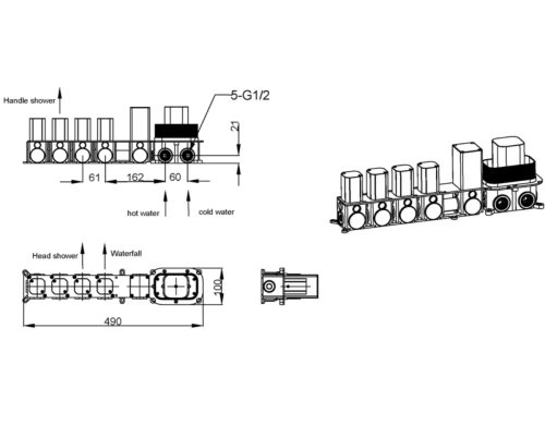 Душевая система Boheme Zodiac 133-2-MW встраиваемая в стену цвет белый с термостатом - фото 2