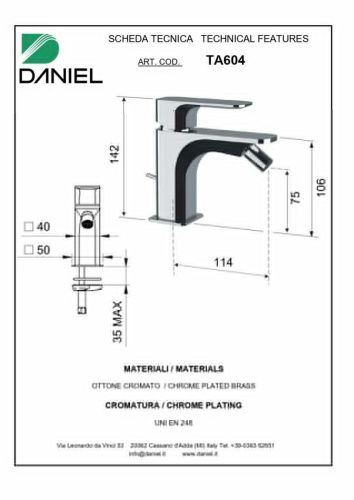Смеситель Daniel Tiara TA604-DO на биде золото - фото 2