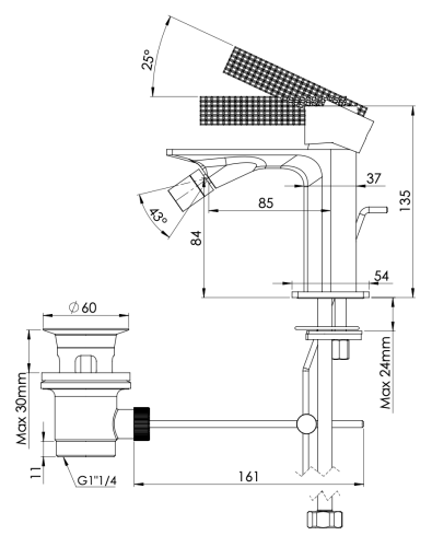 Смеситель Daniel Club ANC60415 на биде черный - фото 2