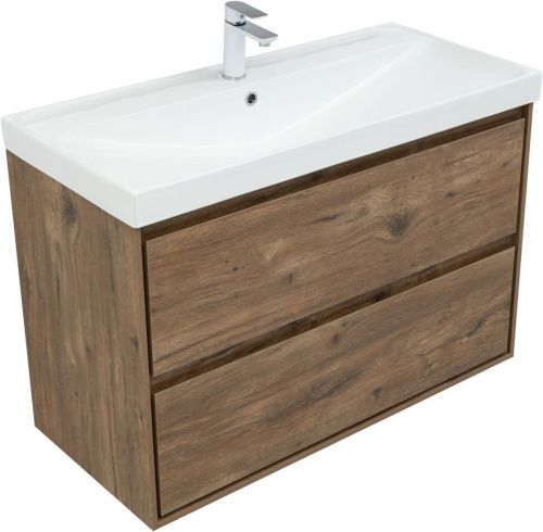 Тумба под раковину Aquanet Милан 00336380 100х50 подвесная цвет коричневый - фото 3