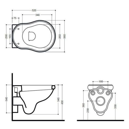 Чаша унитаза подвесная Kerasan Retro 101501 цвет белый без сиденья душевой смыв - фото 2