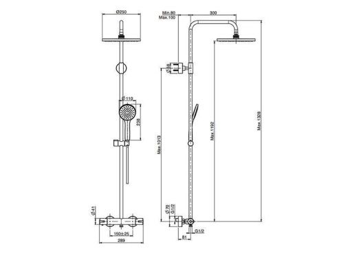 Душевая стойка Fima Carlo Frattini F4285/R259NS настенная цвет черный - фото 2