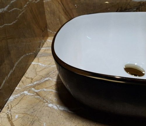 Раковина из сантехнического фаянса CeramaLux D1302H134-1 50х40 накладная цвет белый без отверстий под смеситель - фото 2