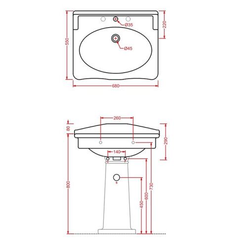 Раковина керамическая Artceram HERMITAGE HEL002 01 00*1 70 см подвесная цвет белый 1 отверстие под смеситель - фото 2