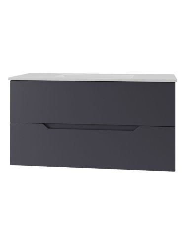 Тумба с раковиной Orange Line Li-100Tug+Ra 100х50 подвесная цвет серый - фото 2