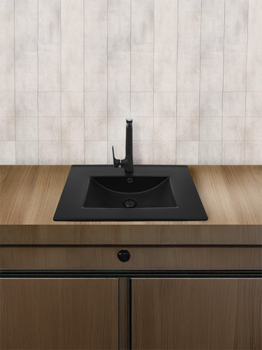 Раковина из сантехнического фаянса WeltWasser WW SK 10000005563 50 см встраиваемая цвет черный 1 отверстие под смеситель - фото 4