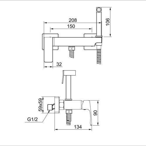 Гигиенический душ со смесителем Raglo R01 R01.51.23 золото - фото 2