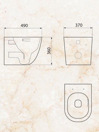 Унитаз подвесной Sintesi SIN-TS-EVI-152 белый безободковый с сиденьем микролифт душевой смыв