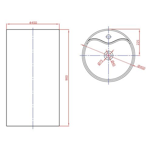 Раковина из искусственного камня MonteBianco Pisa Rubinetto 11234 50х50 напольная цвет белый 1 отверстие под смеситель - фото 4