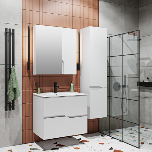 Тумба под раковину Runo Палермо 00-00004083 70х50 подвесная цвет белый - фото 4