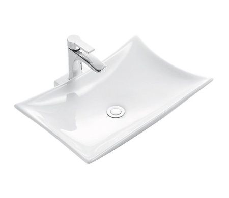 Раковина из сантехнического фаянса CeramaLux 9176 60х40 накладная цвет белый без отверстий под смеситель