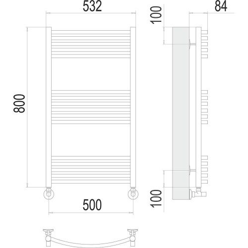 Полотенцесушитель водяной Terminus 4670078529596 55х80 хром - фото 3