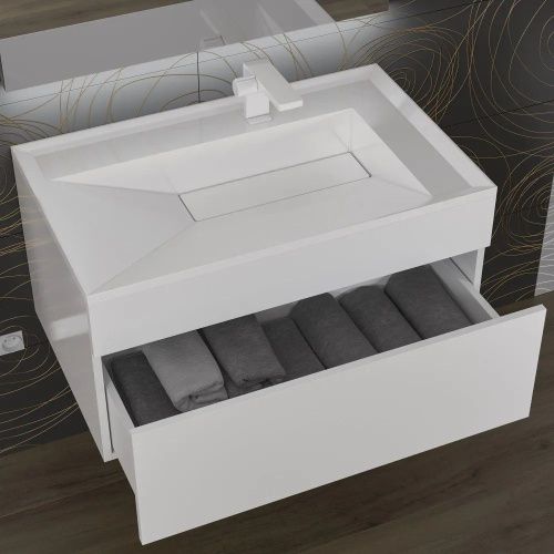 Раковина из искусственного камня Uperwood Lotus 35490000000 80х50 полувстраиваемая цвет белый - фото 5