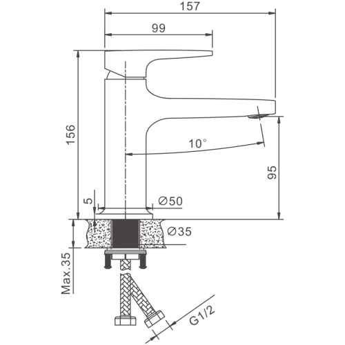 Смеситель BELZ B10713-7 на раковину черный - фото 2