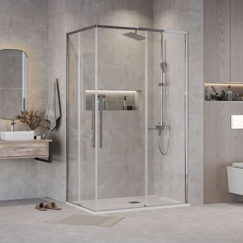 Душевой уголок Grossman Galaxy 300.K33.01.9070.10.00 90х70 стекло прозрачное профиль хром без поддона - фото 3