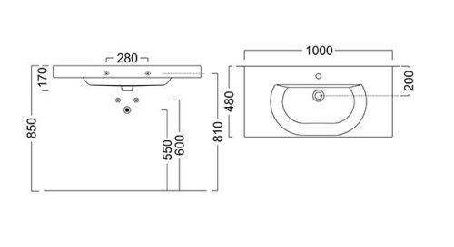 Раковина керамическая Kerama Marazzi BUNGIORNO BG.wb.100 100х50 подвесная цвет белый 1 отверстие под смеситель - фото 2