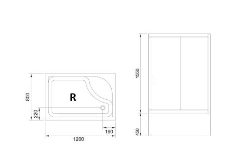 Душевой уголок Royal Bath BP RB8120BP-T-BL-R 120х80 стекло прозрачное профиль черный с поддоном - фото 4