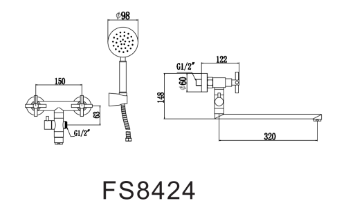 Смеситель для ванны и душа Fmark FS8424H настенный черный - фото 2