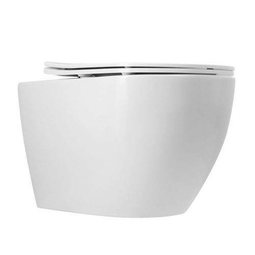 Унитаз подвесной Art&Max Bianchi AM9311CHR/SC белый с сиденьем микролифт каскадный смыв - фото 2