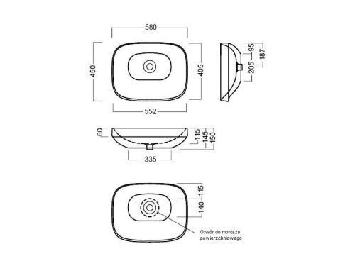 Раковина из сантехнического фаянса Hatria ABITO YXXA01 60х50 накладная цвет белый - фото 3