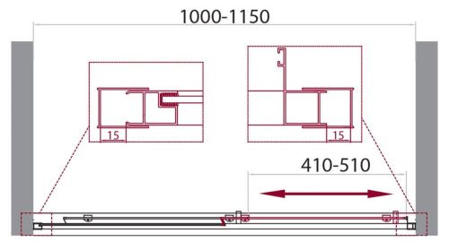 Душевая дверь BelBagno UNIQUE UNIQUE-B-1-100/115-P-Cr стекло рифленое профиль хром - фото 2