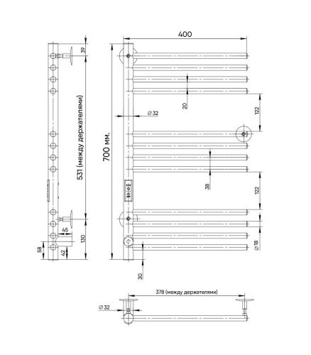Полотенцесушитель электрический Indigo Family LFME70-40L 40х70 хром - фото 5