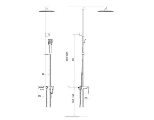 Душевая стойка Bronze de Luxe LT919 настенная цвет хром - фото 3