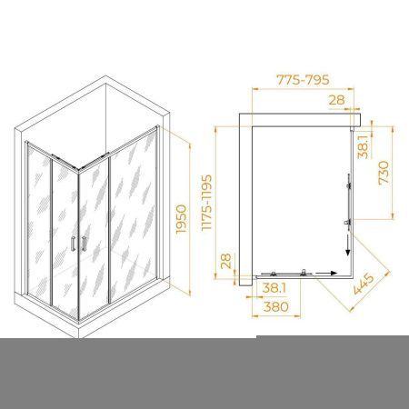 Душевой уголок RGW Passage 030824682-11 120х80 стекло прозрачное профиль хром без поддона