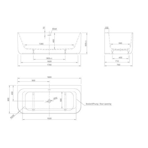 Ванна акриловая Knief Tidy 0100-242WM 180х80 встраиваемая прямоугольная - фото 2