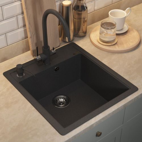 Кухонная мойка Uperwood Quartz Premium UPD-07 3910202127 45х50 цвет черный поверхность матовая - фото 3