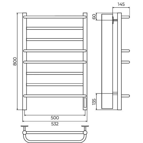 Полотенцесушитель электрический Terminus 4670078557087 55х80 черный - фото 3