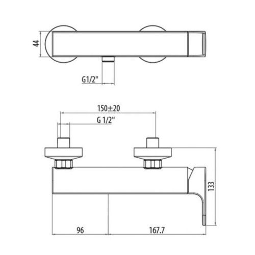 Смеситель Gattoni H2Omix1000 1025/10С0cr настенный хром - фото 2