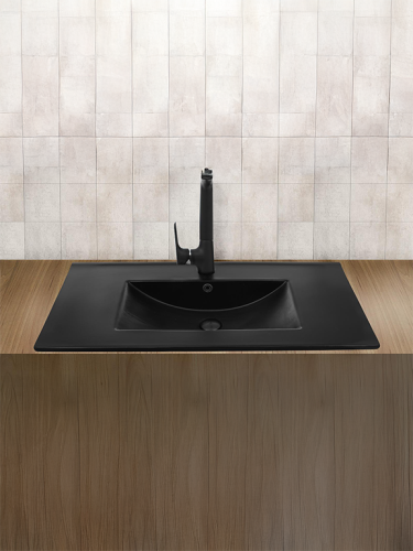 Раковина из сантехнического фаянса WeltWasser WW SK 10000005567 50 см встраиваемая цвет черный 1 отверстие под смеситель - фото 4