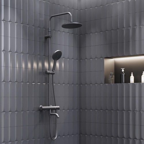 Душевая стойка Damixa Jupiter 977810300 настенная цвет черный с термостатом - фото 3