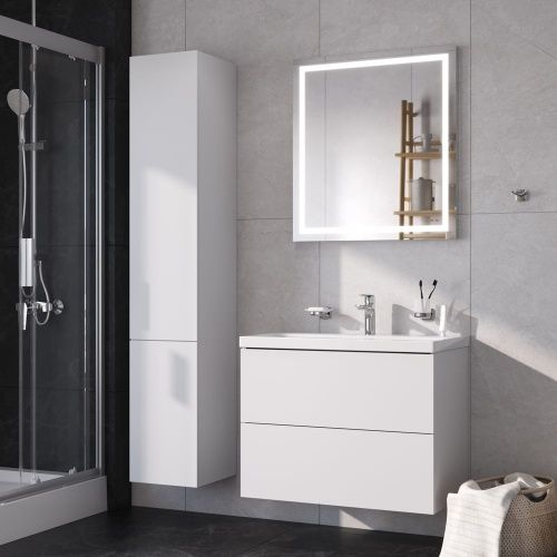 Комплект мебели: тумба с раковиной + смеситель + зеркало + аксессуары Am.Pm Gem BK90GA 80х40 подвесной цвет белый - фото 4