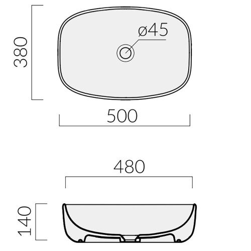 Раковина из сантехнического фарфора Galassia Dream 7301 50х40 накладная цвет белый без отверстий под смеситель - фото 4