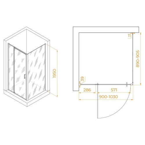 Душевой уголок RGW Passage 350807899-11 90х90 стекло прозрачное профиль хром без поддона - фото 2