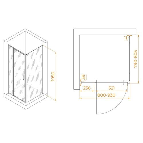 Душевой уголок RGW Passage 350807888-14 80х80 стекло прозрачное профиль черный без поддона - фото 2