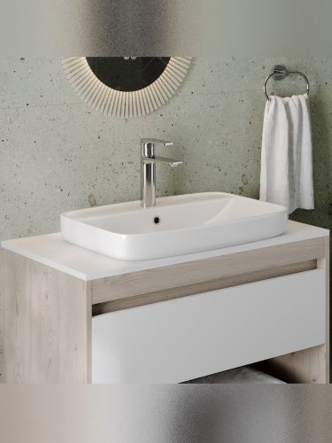 Раковина из сантехнического фарфора Teymi Solli T51246 61х40 полувстраиваемая цвет белый 1 отверстие под смеситель - фото 5