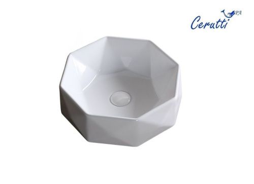 Раковина из сантехнического фарфора Cerutti SPA CR0057 40х40 накладная цвет белый без отверстий под смеситель - фото 2