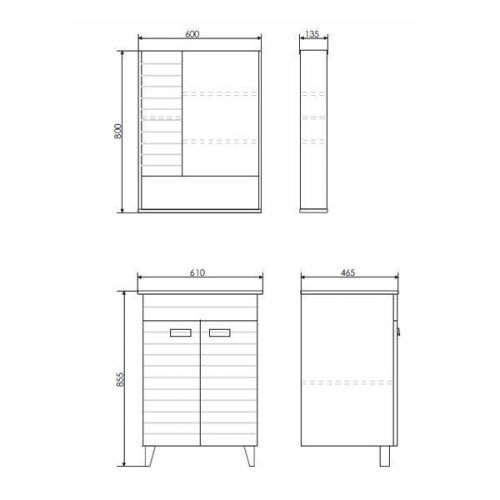 Зеркало-шкаф Comforty Клеон 00-00002045CF 60х80 подвесной цвет бежевый - фото 2