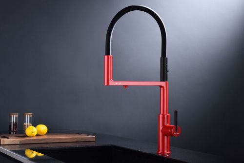 Смеситель для кухни Paulmark TORNADO To213402-FI на мойку черный/красный - фото 5