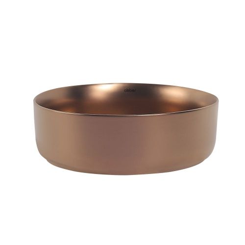 Раковина из сантехнического фаянса Abber BEQUEM AC2108MRG 40х40 накладная цвет розовое золото без отверстий под смеситель - фото 3