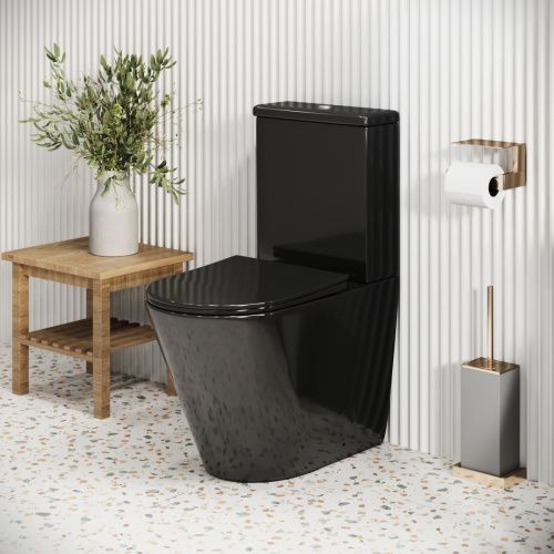 Унитаз напольный с бачком Grossman Color GR-4480BS черный с сиденьем микролифт безободковый каскадный смыв - фото 5