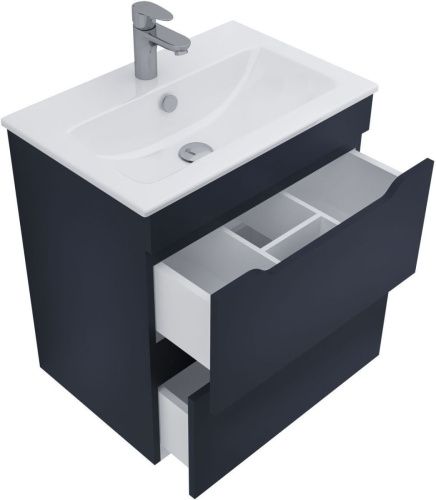 Тумба под раковину Aquanet Практика 00330458 60х40 подвесная цвет синий - фото 2