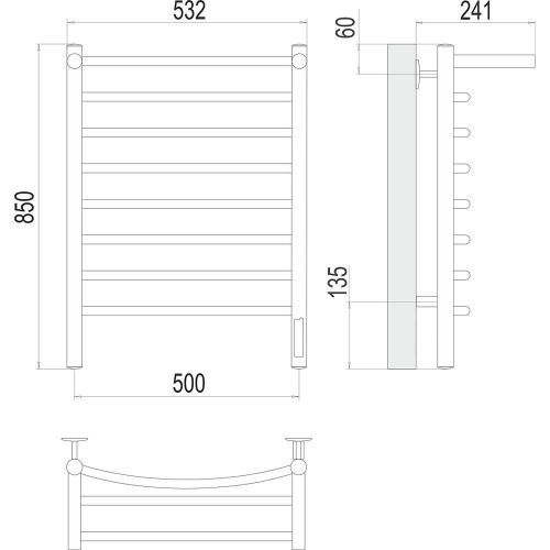 Полотенцесушитель электрический Terminus 4670078531414 55х85 хром - фото 3