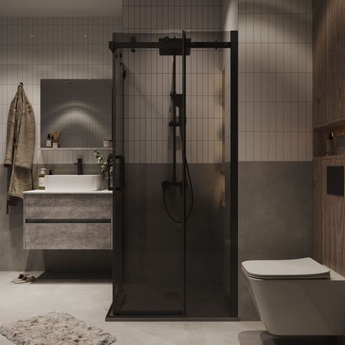 Душевой уголок Grossman Classic 300.K33.04.1010.21.10 100х100 стекло тонированное профиль черный без поддона - фото 4