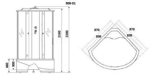 Душевая кабина Niagara Ultra 9080134 90х90 четверть круга с крышей ориентация универсальная - фото 2