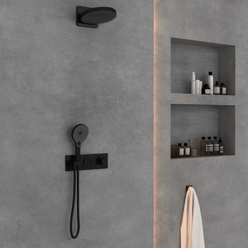 Душевая система Vincea VSFW-422TI1MB встраиваемая в стену цвет черный с термостатом