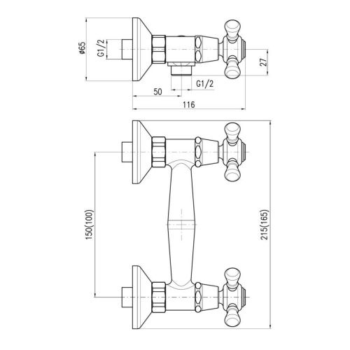 Смеситель для душа RavSlezak Morava Retro MK380.5CMATSM настенный черный/бронза - фото 2